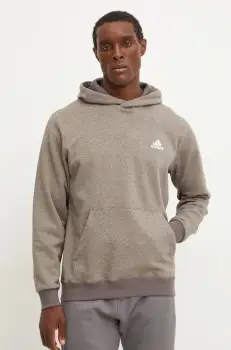 adidas bluza barbati, culoarea maro, cu gluga, melanj, IY6617 imagine