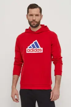 adidas bluza barbati, culoarea rosu, cu gluga, cu imprimeu, IS8338 imagine