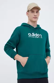 adidas bluza barbati, culoarea verde, cu gluga, cu imprimeu imagine