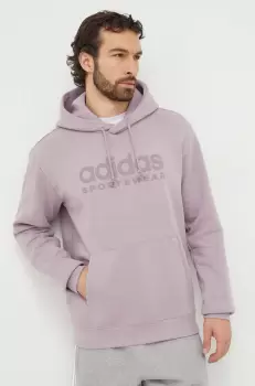 adidas bluza barbati, culoarea violet, cu gluga, cu imprimeu imagine