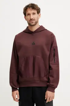 adidas bluza City Escape barbati, culoarea rosu, cu gluga, neted, JF3278 imagine