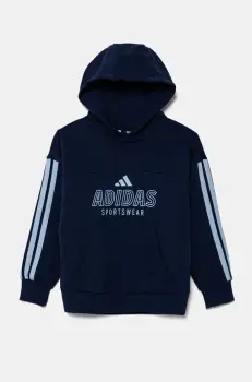 adidas bluza copii culoarea albastru marin, cu gluga, cu imprimeu, JC8072 imagine