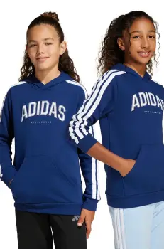 adidas bluza copii culoarea albastru marin, cu gluga, cu imprimeu, JM7359 imagine