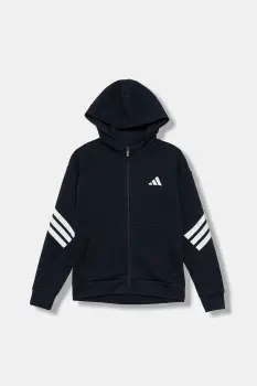 adidas bluza copii culoarea albastru marin, cu gluga, cu imprimeu, JW7527 imagine