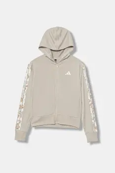 adidas bluza copii culoarea bej, cu gluga, cu imprimeu, KC5419 imagine