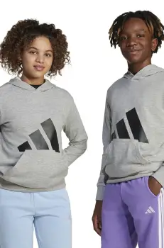 adidas bluza copii culoarea gri, cu gluga, cu imprimeu, JC9669 imagine