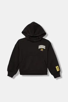 adidas bluza copii culoarea maro, cu gluga, cu imprimeu, JL9181 imagine