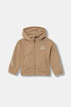 adidas bluza copii culoarea maro, cu gluga, cu imprimeu, JW4004 imagine