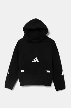 adidas bluza copii culoarea negru, cu gluga, cu imprimeu, IS6916 imagine
