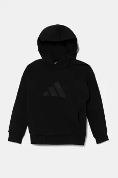 adidas bluza copii culoarea negru, cu gluga, cu imprimeu, JJ4784 imagine