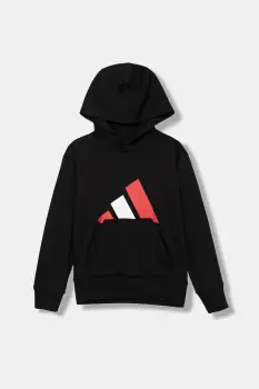 adidas bluza copii culoarea negru, cu gluga, cu imprimeu, JY0301 imagine
