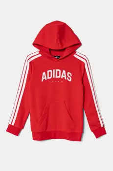 adidas bluza copii culoarea rosu, cu gluga, cu imprimeu, JM7357 imagine