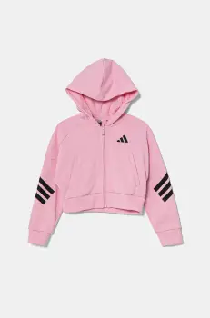 adidas bluza copii culoarea roz, cu gluga, cu imprimeu, JD1300 imagine