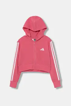 adidas bluza copii culoarea roz, cu gluga, uni, JY4983 imagine