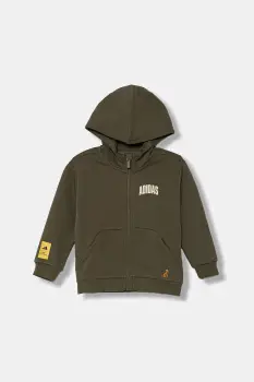 adidas bluza copii culoarea verde, cu gluga, cu imprimeu, JL9198 imagine
