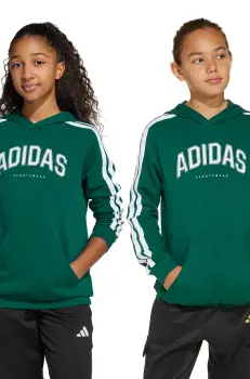adidas bluza copii culoarea verde, cu gluga, cu imprimeu, JM7358 imagine