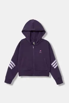 adidas bluza copii culoarea violet, cu gluga, cu imprimeu, JL9193 imagine