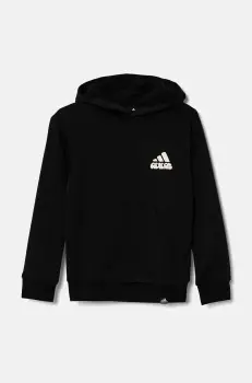 adidas bluza copii DOODLE PACK HD culoarea negru, cu gluga, cu imprimeu, IZ0420 imagine