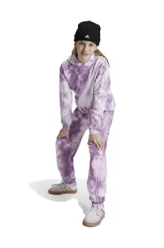 adidas bluza copii J SZN W HD culoarea violet, cu gluga, cu imprimeu, IY7839 imagine