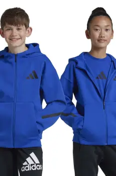 adidas bluza copii J Z.N.E.FZ culoarea albastru marin, cu gluga, cu imprimeu, JF8958 imagine