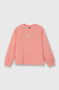 adidas bluza copii JGAM CREW culoarea roz, cu imprimeu, IV7044 imagine