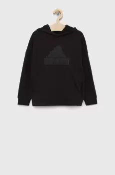 adidas bluza copii U FI LOGO culoarea negru, cu gluga, cu imprimeu imagine