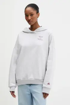 adidas bluza culoarea gri, cu gluga, cu imprimeu, KT0882 imagine