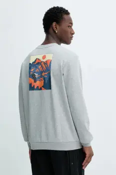 adidas bluza Doodle Hunt Hike Sweater culoarea gri, cu imprimeu, JM6503 imagine