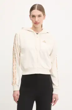 adidas bluza Essentials Animal femei, culoarea bej, cu gluga, modelator, JM1665 imagine