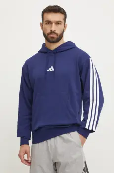 adidas bluza Essentials barbati, culoarea albastru marin, cu gluga, cu imprimeu, JD1872 imagine
