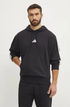 adidas bluza Essentials barbati, culoarea negru, cu gluga, cu imprimeu, JD1874 imagine