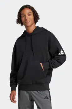 adidas bluza Essentials barbati, culoarea negru, cu gluga, neted, JF3587 imagine