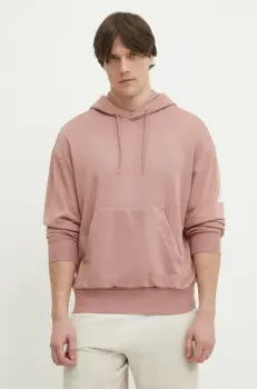 adidas bluza Essentials barbati, culoarea roz, cu gluga, neted, JF3598 imagine