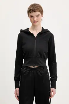 adidas bluza Essentials culoarea negru, cu gluga, uni, JZ0197 imagine