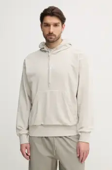 adidas bluza Feelcozy barbati, culoarea bej, cu gluga, neted, IN6085 imagine