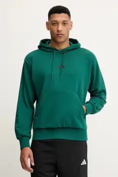 adidas bluza Feelcozy culoarea verde, cu gluga, uni, JE3841 imagine