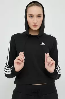 adidas bluza Femei, culoarea negru, cu gluga, modelator imagine