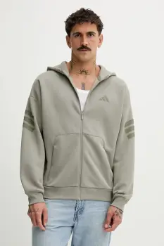 adidas bluza Fi 3S culoarea verde, cu gluga, cu imprimeu, JW7112 imagine