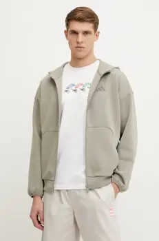 adidas bluza Future Icons barbati, culoarea verde, cu gluga, cu imprimeu, JD4947 imagine