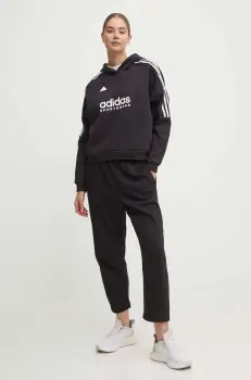 adidas bluza Tiro femei, culoarea negru, cu gluga, cu imprimeu, IX3780 imagine