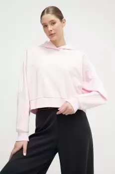 adidas bluza TIRO femei, culoarea roz, cu gluga, cu imprimeu imagine