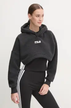 adidas bluza x Moon Boot femei, culoarea negru, cu gluga, cu imprimeu, IY8049 imagine