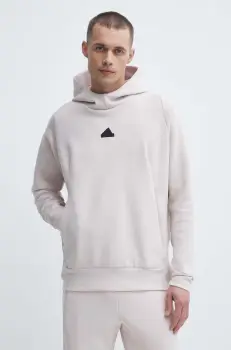 adidas bluza Z.N.E barbati, culoarea bej, cu gluga, neted, IR5211 imagine