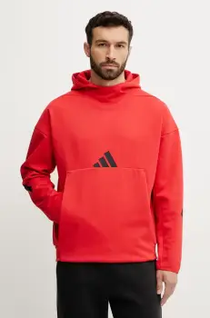 adidas bluza Z.N.E. barbati, culoarea rosu, cu gluga, cu imprimeu, JD5322 imagine