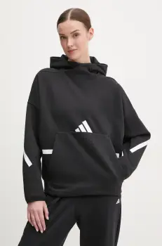 adidas bluza Z.N.E. femei, culoarea negru, cu gluga, cu imprimeu, JJ4760 imagine