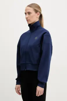adidas by Stella McCartney bluza trening culoarea albastru marin, neted, JF8515 imagine