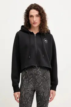adidas by Stella McCartney bluza trening culoarea negru, cu gluga, uni, JD8107 imagine