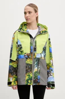 adidas by Stella McCartney geaca de ploaie TrueNature Earth Collage femei, culoarea verde, de tranzitie, oversize, JF8480 imagine