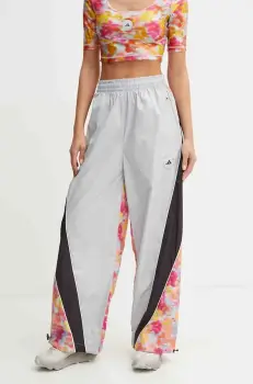 adidas by Stella McCartney pantaloni femei, culoarea gri, lat, high waist, IX1700 imagine