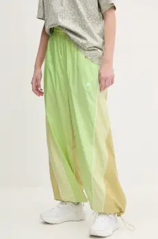 adidas by Stella McCartney pantaloni femei, culoarea verde, cu imprimeu, JI5134 imagine